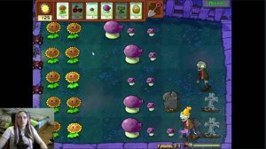 Plants vs Zombies Растения прости Зомби, уровень 2-2. Убиваем зомби ночью спорогрибами!