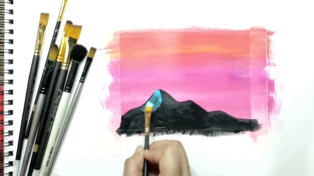 simple mountains painting | acrylic painting for beginners | art#1