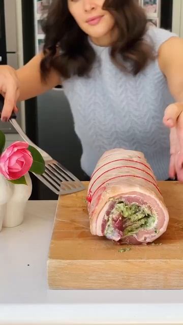 Crispy, Crackling Porchetta (Roasted Pork) & Apple Slaw ✨ #recipe #cooking #dinner #foodshorts