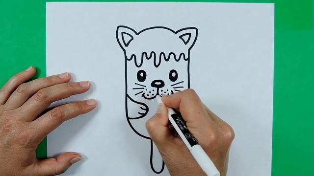 How to draw a cupcake with a cute cat. Как нарисовать кекс с милым котом. смотреть онлайн