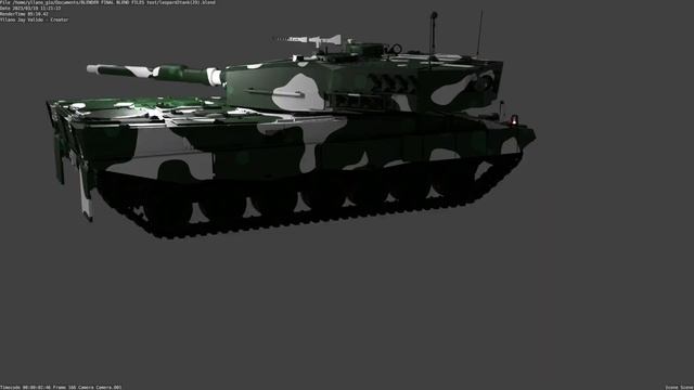 Blender 3D 3.4.1 3D Model Tank - German Tank Kampfpanzer Leopard 2 3D Modeling