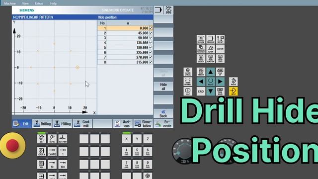 Hide drill position- Drilling coordinates skip in Siemens pattern.SINUMERIK 828D & 840DSL Skip dril смотреть онлайн