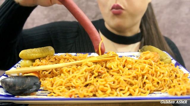 ASMR Seafood + Spicy Ramen Noodles🔥(No Talking) #ramen #seafood #shorts #youtube #noodles #short
