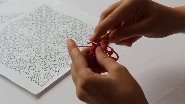 Вязание крючком. Crochet.Квадратный цветочный мотив 1. Часть 1 (мотив)