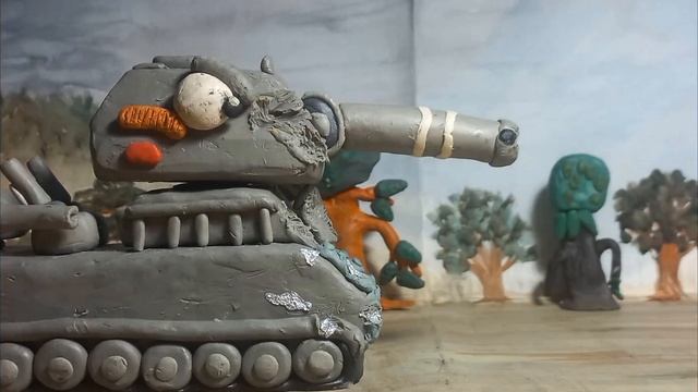 Т-35 пришёл на подмогу, битва стальных монстров— мультики про танки из пластилина. смотреть онлайн