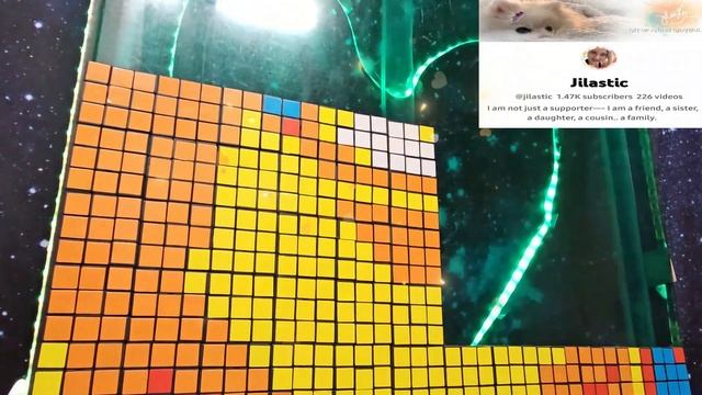 Jhude75 Mosaic Portrait w/216 Rubik's Cubes highlight