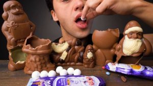 CHOCOLATE SANTA PARTY (Crunchy Eating Sounds) Mukbang | McBang ASMR