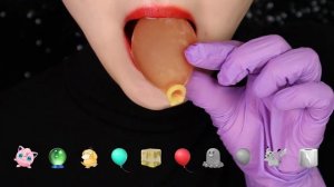 POKÉMON DONUTS EATING ASMR FROZEN WAX CANDY MUKBANG EMOJI FOOD ASMR 🦆