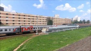 Электровоз ЧС7-086 с пассажирским поездом, Москва / Elloc ChS7-086 with passenger train, Moscow