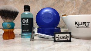 Помазок Frank Shaving G7 + мыло \ лезвие Wilkinson  (# 04)