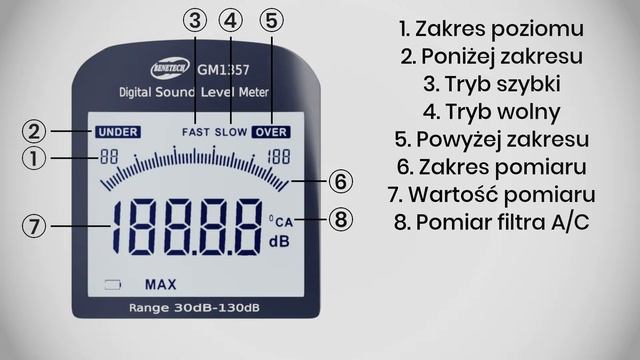 Decybelomierz Miernik Dźwięku GM1357 - GM23 смотреть онлайн