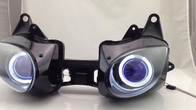 Kawasaki Ninja ZX6R ZX-6R Angel Eye Halo Eye HID Projector Light Headlight Assembly 2007-2008