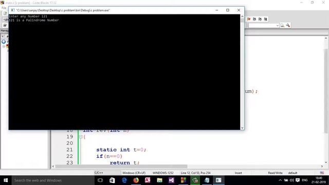 24: C program to check palindrome number using recursion || MCS-011|| O level  (Hindi)