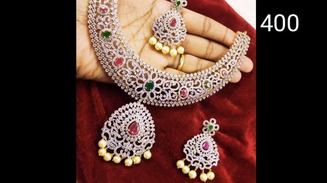 cz jewellery sets with price / sai harshitha boutique / low price jewellery designs / cz jewellery