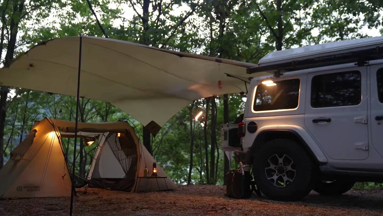 Соло кемпинг, палатка со спальным местом и мини кухня смотреть онлайн