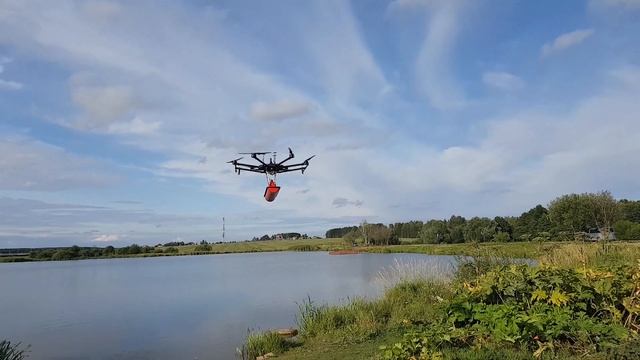 Drone equipped with Ground Penetrating Radar (GPR) for freshwater bathymetry