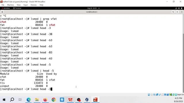 Redhat Linux 9 Lab: Exercise 16-1 Managing Kernel Modules from the Command Line