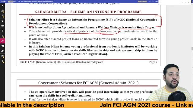FCI AGM 2021 - Agriculture Related Schemes PDF
