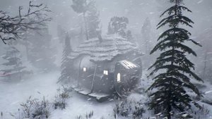 МЕТЕЛЬ возле одинокой хижины ночью. Дующий ветер, завывающий ветер, холодные зимние звуки.