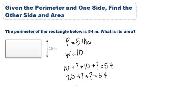 Given the perimeter and one side, find the other side and area смотреть онлайн