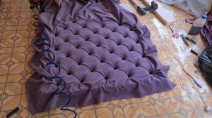 Панель в каретной стяжке своими руками. Панель капитоне. Как сделать каретную стяжку. Делаем каретку