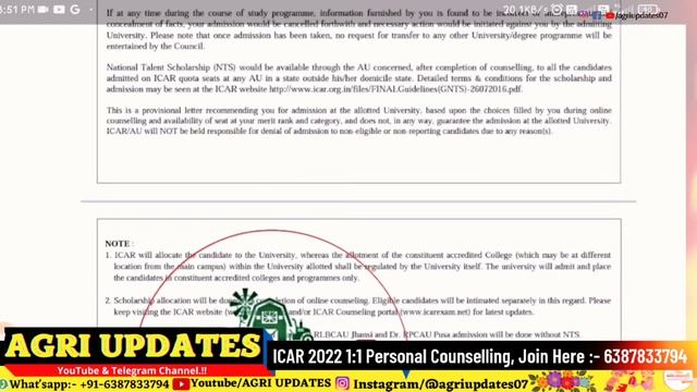 ICAR Higher Rank Selection by @AGRI_UPDATES Personal Counselling | ICAR Cutoff|ICAR Counselling 202