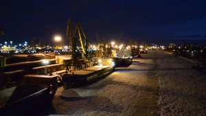 Паром "Мария". Проход по ледяному Морскому Каналу вечером