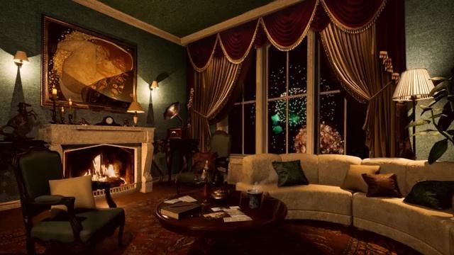 1950s Posh Apartment in the Firework night & Nostalgic LP Jazz music💽 (1)