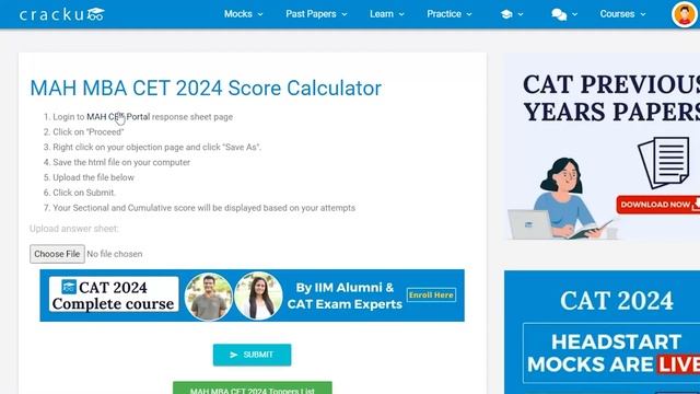MAH CET 2024 Score Calculator | MAH MBA CET Score Calculator | MAH CET Answer Key Released