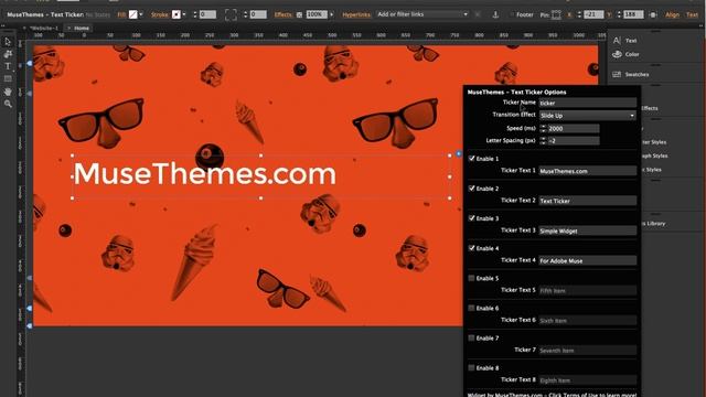 Using a Text Ticker in Adobe Muse CC 2014 - Free Widget by MuseThemes.com