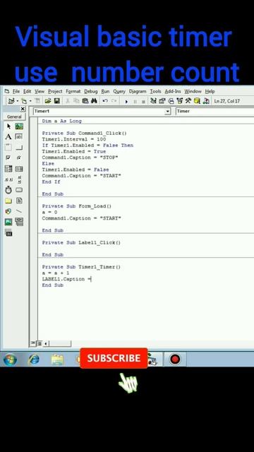 visual basic timer use number count #visualbasicforapplications #vbs #shorts #computertricks