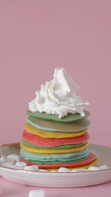 🌈 Rainbow pancake with whipping cream #shorts
