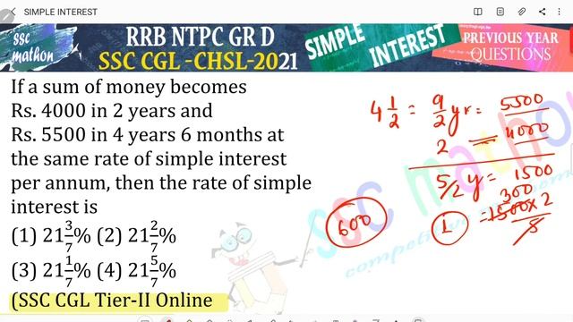 If a sum of money becomes Rs. 4000 in 2 years andRs. 5500 in 4 years 6 months at