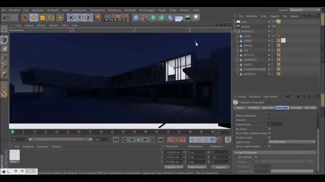 Визуализация ночной экстерьер Cinema 4D + vRay смотреть онлайн
