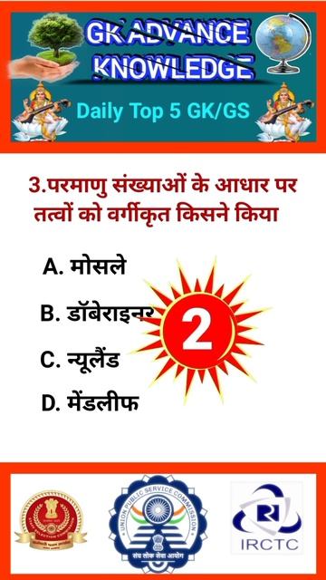 आवर्त सारणी से संबंधित प्रश्न #gkquestion #gkgs #gk #ssc #cgl #ias #alptechnician #railwayexams