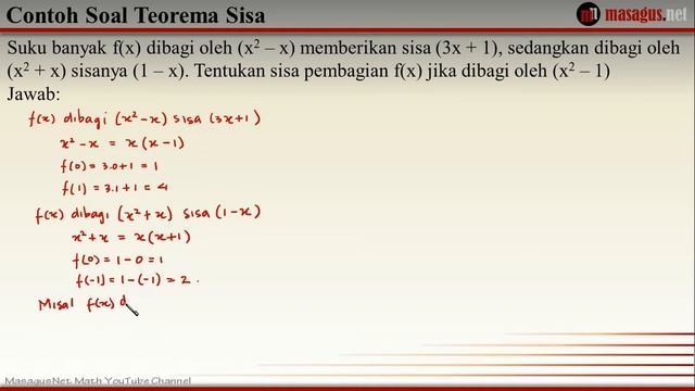 Teorema Sisa Contoh Soal dan Penyelesaian #4 смотреть онлайн