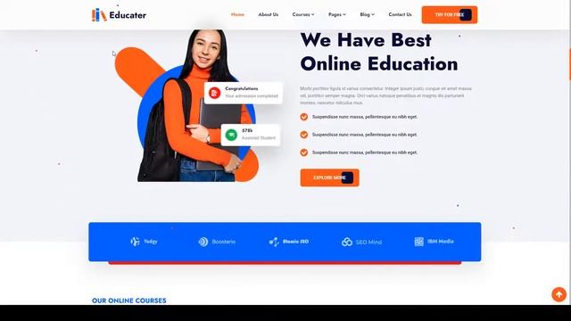 Educater - Online Courses and Education HTML Template online education learning elearning