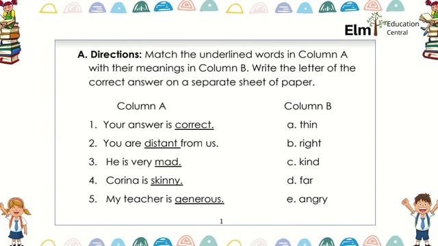 Grade 2 English / Quarter 3 Module 6 / Differentiating Synonyms from Antonyms / DepEd