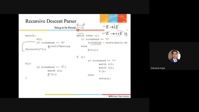 Recursive Descent Parsing || COMPILER CONSTRUCTION || LECTURE 10 || 8-02-21