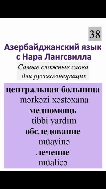 Азербайджанский язык. Сложные слова.Центральная больница, медпомощь, обследование, лечение#shorts смотреть онлайн