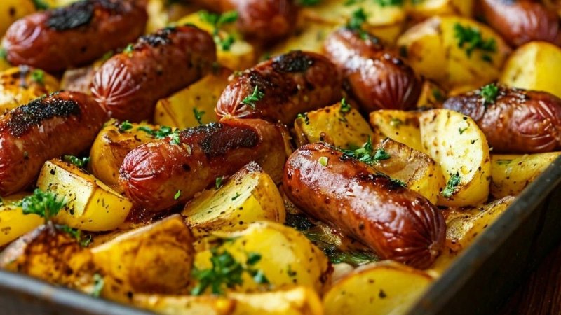 Картофель с колбасками в духовке🥔