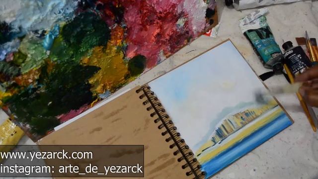 Beach Island Oil Painting in Sketchbook смотреть онлайн