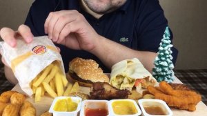 ASMR BURGER KING FEAST Whopper, Onion Rings, Chicken, French Fries and Caesar Roll (Eating Sounds)