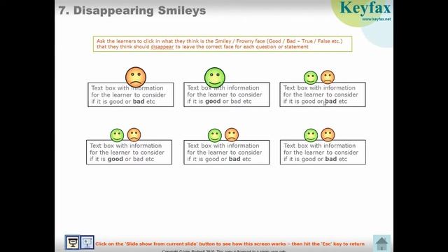 Interactive PowerPoint - template for educational quizzes and e-learning -   'Disappearing Smileys'