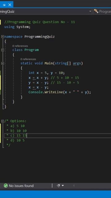 Solution for Programming Quiz Questions - Q11 -  Expand Future Academy #Shorts #CSharp #Dotnet