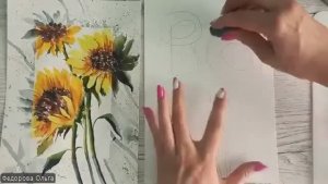 Акварель Подсолнухи 🌻