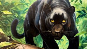 Современная картина маслом "Тайна черной пантеры"