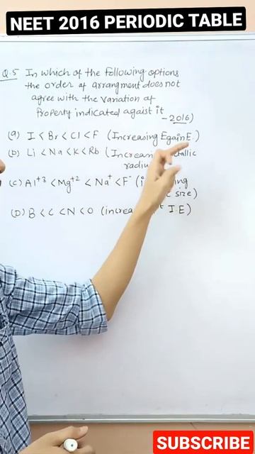 PERIODIC TABLE NEET 2016 QUESTION SOLUTION  Shorts YouTubeShorts ProtonShorts