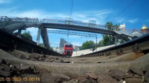 Камера под электровозом ЭП2К-345 с пассажирским поездом №123 Новосибирск - Белгород.