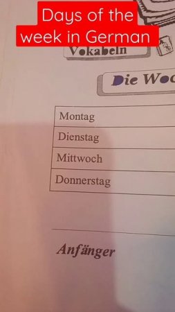 days of the week in german